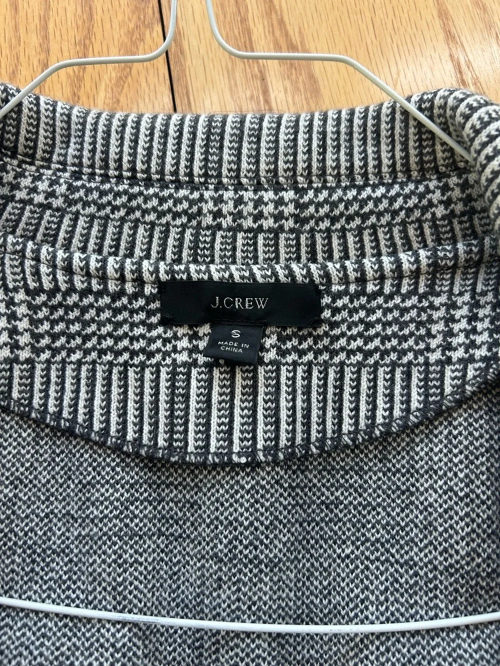 J. Crew Sophie Open-Front Sweater Blazer Glen Plaid Merino Wool Cotton Small S‎